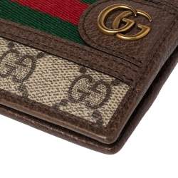 Gucci Beige/Brown Gucci Supreme Canvas and Leather Ophidia GG Bifold Wallet