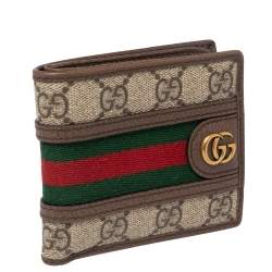 Gucci Beige/Brown Gucci Supreme Canvas and Leather Ophidia GG Bifold Wallet