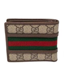 Gucci Beige/Brown Gucci Supreme Canvas and Leather Ophidia GG Bifold Wallet