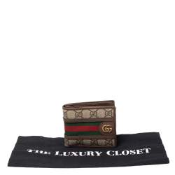 Gucci Beige/Brown Gucci Supreme Canvas and Leather Ophidia GG Bifold Wallet