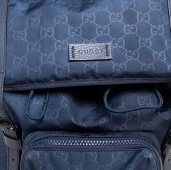 Pre Owned حقيبة ظهر غوتشي لايت جلد ونايلون غوتشيسيما أزرق