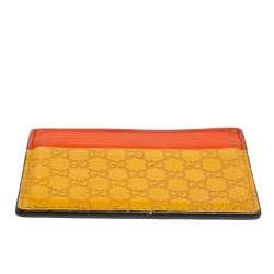مملوكة مسبقًا Gucci Orange/Yellow Microguccissima Leather Card Case