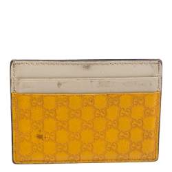 مملوكة مسبقًا Gucci Orange/Yellow Microguccissima Leather Card Case