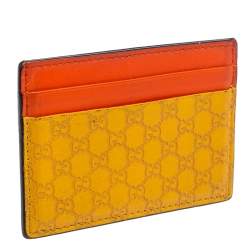 مملوكة مسبقًا Gucci Orange/Yellow Microguccissima Leather Card Case
