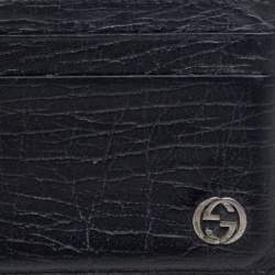 Gucci Black Leather Interlocking G Logo Card Case 