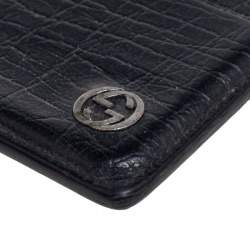 Gucci Black Leather Interlocking G Logo Card Case 