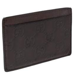 مملوكة مسبقًا حافظة بطاقات غوتشي جلد غوتشيسيما بني داكن