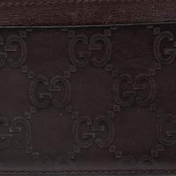 مملوكة مسبقًا حافظة بطاقات غوتشي جلد غوتشيسيما بني داكن