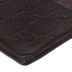 مملوكة مسبقًا حافظة بطاقات غوتشي جلد غوتشيسيما بني داكن