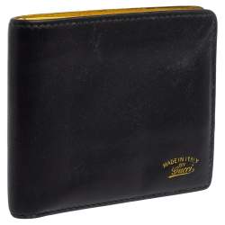Pre Owned Gucci Black Leather Bifold Wallet