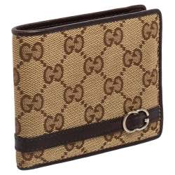 Gucci Brown/Beige GG Canvas and Leather Bifold Wallet