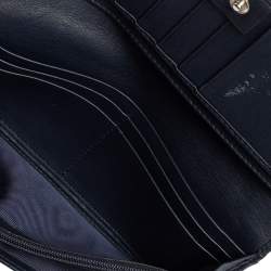 Pre Owned محفظة غوتشي طويلة قلاب جلد غوتشيسيما كحلي