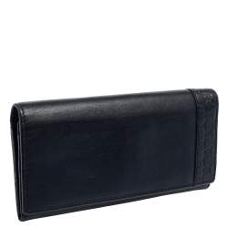 Pre Owned محفظة غوتشي طويلة قلاب جلد غوتشيسيما كحلي