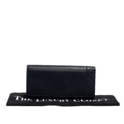 Pre Owned محفظة غوتشي طويلة قلاب جلد غوتشيسيما كحلي