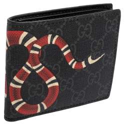 Gucci Black GG Supreme Canvas Kingsnake Bifold Wallet