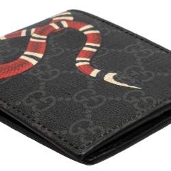 Gucci Black GG Supreme Canvas Kingsnake Bifold Wallet