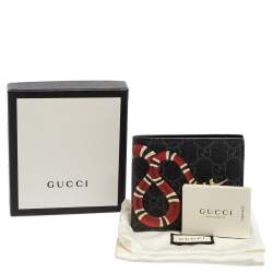 Gucci Black GG Supreme Canvas Kingsnake Bifold Wallet