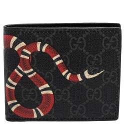 Gucci Black GG Supreme Canvas Kingsnake Bifold Wallet