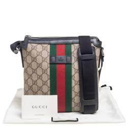 Gucci Beige/Black GG Supreme Canvas and Leather Vintage Web Messenger Bag
