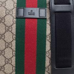 Gucci Beige/Black GG Supreme Canvas and Leather Vintage Web Messenger Bag