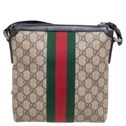 Gucci Beige/Black GG Supreme Canvas and Leather Vintage Web Messenger Bag