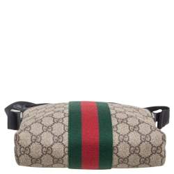 Gucci Beige/Black GG Supreme Canvas and Leather Vintage Web Messenger Bag