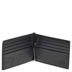 مملوكة مسبقًا Gucci Black Leather Money Clip Bifold Wallet