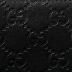 Pre Owned محفظة غوتشي جلد غوتشيسيما أسود ثنائي الطي