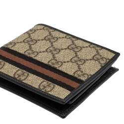 Pre Owned محفظة غوتشي طيه ثنائيه ويب كانفاس سوبريم جي جي بيج