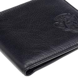 مملوكة مسبقًا محفظة غوتشي ثنائي الطية جلد أسود