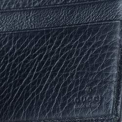 مملوكة مسبقًا محفظة غوتشي ثنائي الطية جلد أسود