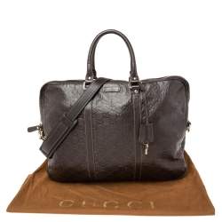 Gucci Brown GG Embossed Leather Briefcase