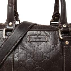 Gucci Brown GG Embossed Leather Briefcase