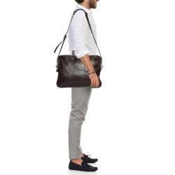 Gucci Brown GG Embossed Leather Briefcase
