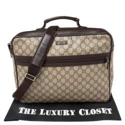 Gucci Beige/Brown GG Coated Canvas And Leather Medium Briefcase