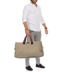 Gucci Beige/Ebony GG Canvas and Leather Carryall Duffle Bag