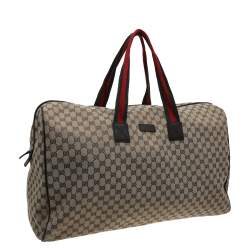 Gucci Beige/Ebony GG Canvas and Leather Carryall Duffle Bag
