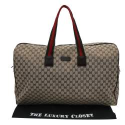 Gucci Beige/Ebony GG Canvas and Leather Carryall Duffle Bag