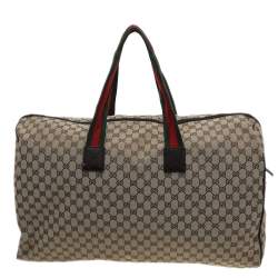 Gucci Beige/Ebony GG Canvas and Leather Carryall Duffle Bag
