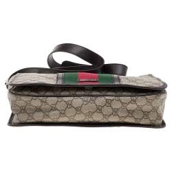 Gucci Beige/Brown GG Supreme Canvas And Leather Web Detail Messenger Bag