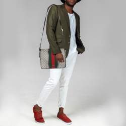 Gucci Beige/Brown GG Supreme Canvas And Leather Web Detail Messenger Bag