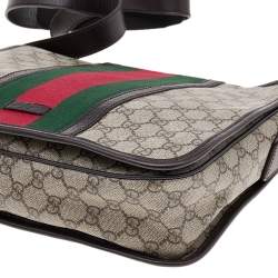Gucci Beige/Brown GG Supreme Canvas And Leather Web Detail Messenger Bag