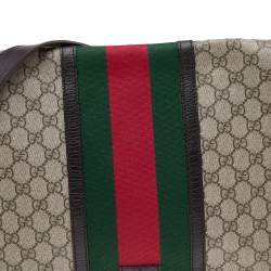 Gucci Beige/Brown GG Supreme Canvas And Leather Web Detail Messenger Bag