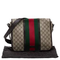 Gucci Beige/Brown GG Supreme Canvas And Leather Web Detail Messenger Bag