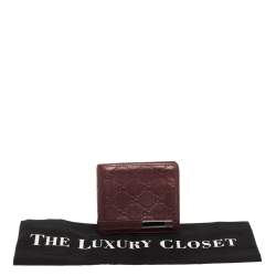 Pre Owned محفظة غوتشي جلد غوتشيسيما أحمر ثنائية الطي