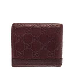 Pre Owned محفظة غوتشي جلد غ وتشيسيما أحمر ثنائية الطي