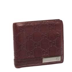 Pre Owned محفظة غوتشي جلد غوتشيسيما أحمر ثنائية الطي