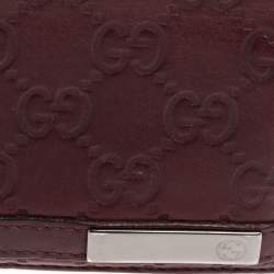 Pre Owned محفظة غوتشي جلد غوتشيسيما أحمر ثنائية الطي
