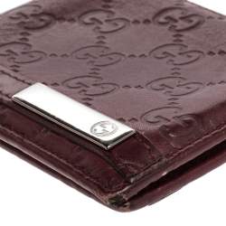 Pre Owned محفظة غوتشي جلد غوتشيسيما أحمر ثنائية الطي