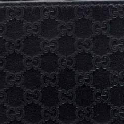 مملوكة مسبقًا Gucci Black Microguccissima Leather Money Clip Bifold Wallet